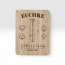 Load image into Gallery viewer, Hardwood Euchre Scoreboard with Pegs, Card Game Score Keeper