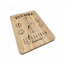 Load image into Gallery viewer, Hardwood Euchre Scoreboard with Pegs, Card Game Score Keeper
