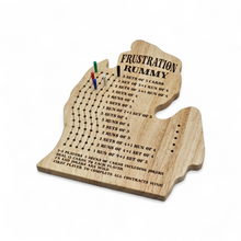 Load image into Gallery viewer, Wooden game board with 'Frustration Rummy' text on a white background