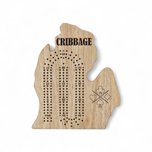 Load image into Gallery viewer, MICHIGAN LP shape Cribbage Board