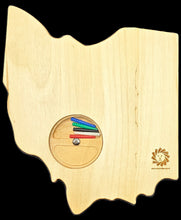Load image into Gallery viewer, Ohio State shaped Frustration rummy Gameboard back shoeing peg storage solution.