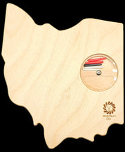 Load image into Gallery viewer, Ohio state shaped Euchre gameboard backside showing peg storage solution.