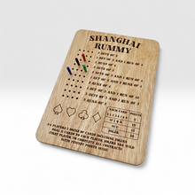Load image into Gallery viewer, Shanghhai Rummy Game board front with card point cvalues on white background.
