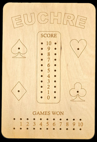 Euchre scoreboard front.
