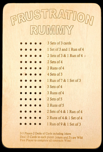 Frustration rummy Gameboard front.