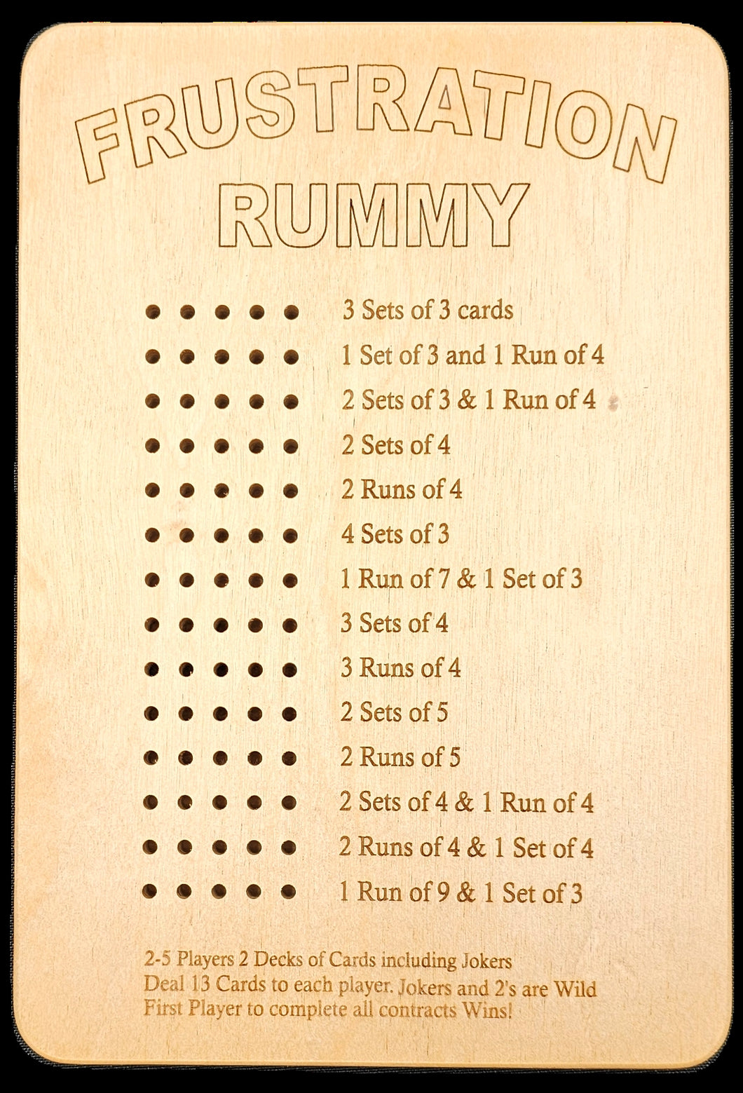 Frustration rummy Gameboard front.
